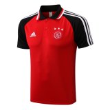 21/22 Ajax Red - Black Soccer Polo Jersey Mens