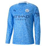 20/21 Manchester City Home Light Blue LS Man Soccer Jersey