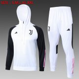 (Hoodie) 23/24 Juventus White Soccer Training Suit Sweatshirt + Pants Kids