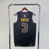 (DAVIS - 3) 23/24 Los Angeles Lakers Black Swingman Jersey - City Edition Mens