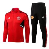 22/23 Manchester United Red Soccer Training Suit Jacket + Pants Mens
