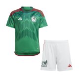 2022 FIFA World Cup Qatar Mexico Home Soccer Jersey + Shorts Kids