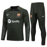 23/24 Barcelona Dark Green Soccer Training Suit Sweatshirt + Pants Mens