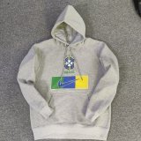 (Hoodie) 2022 Brazil Grey Pullover Soccer Sweatshirt Mens