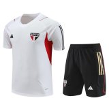 23/24 Sao Paulo FC White Soccer Training Suit Jersey + Short Mens