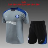 24/25 Inter Milan Grey Soccer Training Suit Jersey + Short Kids