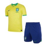 2022 Brazil Home Kids Soccer Jersey + Shorts