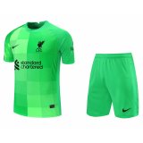 21/22 Liverpool Goalkeeper Green Soccer Jersey + Shorts Mens