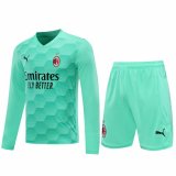 20/21 AC Milan Goalkeeper Green Long Sleeve Man Soccer Jersey + Shorts Set