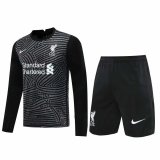 20/21 Liverpool Goalkeeper Black Long Sleeve Man Soccer Jersey + Shorts Set
