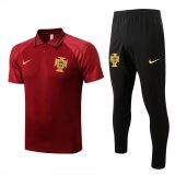 22/23 Portugal Red Soccer Training Suit Polo + Pants Mens