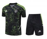 23/24 Manchester United Green Soccer Training Suit Jersey + Short Mens