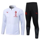 23/24 AC Milan White Soccer Training Suit Jacket + Pants Mens