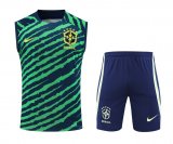 2022 Brazil Green Soccer Training Suit Singlet + Shorts Mens