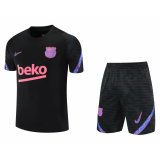 21/22 Barcelona Black Soccer Training Suit Jersey+Short Mens