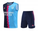 23/24 Arsenal Blue Soccer Training Suit Singlet + Short Mens