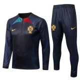 22/23 Portugal Black 3D Print Soccer Training Suit Mens