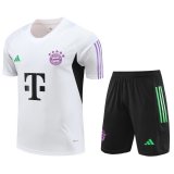 23/24 Bayern Munich White Soccer Training Suit Jersey + Short Mens