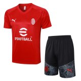 23/24 AC Milan Red Soccer Training Suit Jersey + Short Mens