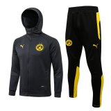 21/22 Borussia Dortmund Hoodie Grey Soccer Training Suit Jacket + Pants Mens