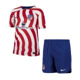 22/23 Atletico Madrid Home Kids Soccer Jersey + Shorts