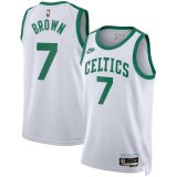 (BROWN - 7) 23/24 Boston Celtics White Swingman Jersey - Classic Edition Mens