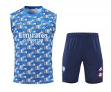 22/23 Arsenal Blue Soccer Training Suit Singlet + Short Mens