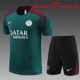 24/25 PSG Dark Green Soccer Training Suit Jersey + Short Kids