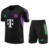 23/24 Bayern Munich Black Soccer Training Suit Jersey + Short Mens