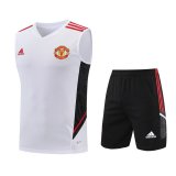 22/23 Manchester United White Soccer Singlet + Shorts Mens