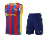 23/24 Barcelona Blue - Red Soccer Training Suit Singlet + Short Mens