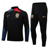 2022 Portugal Black Soccer Training Suit Mens