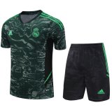 23/24 Real Madrid Green Soccer Training Suit Jersey + Short Mens