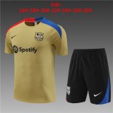 24/25 Barcelona Gold Soccer Training Suit Jersey + Short Kids
