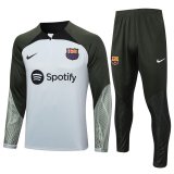 23/24 Barcelona Light Grey Soccer Training Suit Sweatshirt + Pants Mens