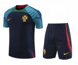 2022 Portugal Royal Soccer Jersey + Shorts Mens
