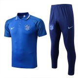 22/23 Atletico Madrid Blue Soccer Training Suit Polo + Pants Mens