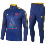 2020-21 Arsenal Human Race Blue Man Soccer Training Tracksuit Half Zip