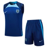 2023 England Cobalt Blue Soccer Training Suit Singlet + Short Mens