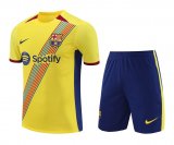 23/24 Barcelona Yellow Soccer Training Suit Jersey + Short Mens