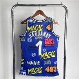 (HARDAWAY - 1) 1994-95 Orlando Magic Blue Slap Sticker Swingman Jersey Mens