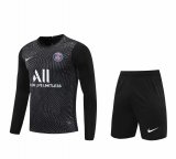 20/21 PSG Goalkeeper Black Long Sleeve Man Soccer Jersey + Shorts Set