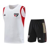 23/24 Sao Paulo FC White Soccer Training Suit Singlet + Short Mens