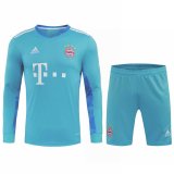 20/21 Bayern Munich Goalkeeper Blue Long Sleeve Man Soccer Jersey + Shorts Set