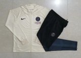 23/24 PSG Cream Soccer Training Suit Jacket + Pants Mens