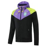 2022 Brazil Hoodie Purple - Black All Weather Windrunner Soccer Jacket Mens