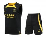 23/24 PSG x Jordan Black II Soccer Training Suit Singlet + Short Mens