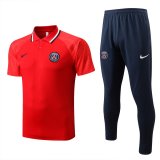 22/23 PSG Red Soccer Training Suit Polo + Pants Mens