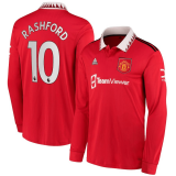 (Rashford #10 Long Sleeve) 22/23 Manchester United Home Soccer Jersey Mens
