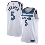 (EDWARDS - 5) 23/24 Minnesota Timberwolves White Swingman Jersey - Icon Edition Mens